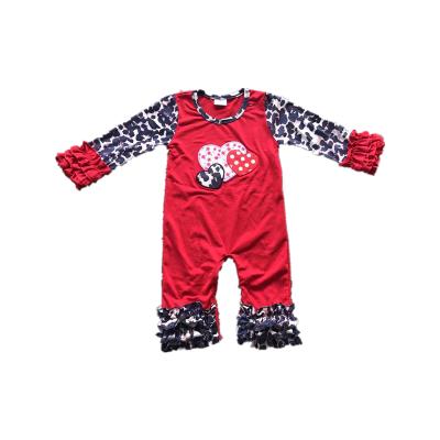 China Matching Toddler Baby Romper Valentine Red Wine Infant Baby Boy Breathable Cute Leopard Romper for sale