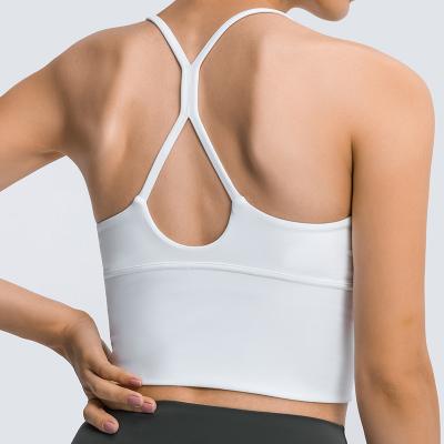 China Breathable Custom Logo Women Tummy Control Push Up Removable Padded Compression Fitness Yoga Running Tops for sale