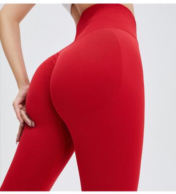 China Breathable New Custom Logo Tummy Control High Rise Women Ribbed Crac! crack! seamless butt yoga pants spats for sale