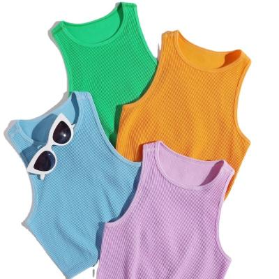 China Wholesale New Colors Summer Compression Breathable Custom Fitness Tops Quick Dry Comfortable Workout Ribbed Tank Tops for sale