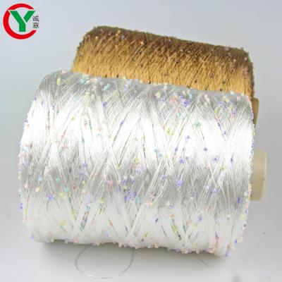 China High quality fashion fancy yarn 150D polyester+2mm shiny pearl fancy yarn for knitting for sale