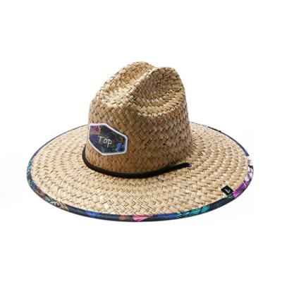 China Wholesale Custom Made Men's Beach Straw Hat Beach Straw Hat COMMON Grass COMMON Hot Selling America Grass Australia Amazon Logo Lifeguard Natural Straw Hat for sale