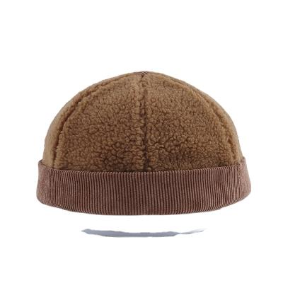 China Brimless Sailor Men's Lambskin Caps Logo Red Landlord Hats Brown Winter COMMON Simple Legend Warm Custom Made Imitation Wool Lattice Bowler for sale