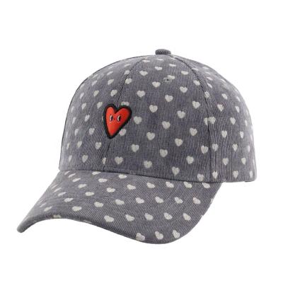 China Custom Snapback ODM Hat Dad Character Logo Corduroy Print Heart Pattern Warm Love Baseball Cap JOINT for sale