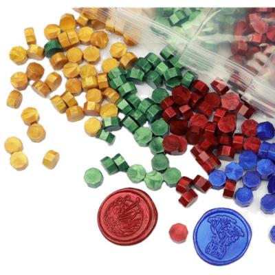 China DIY Wholesale 203 Color 100pcs/bag Octagon Sealing Wax Beads In Stock Customize LOGO New Retro Wax Seal Kit Stamp Granules for sale