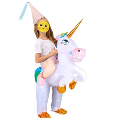 China Halloween Dress Up Girls Dinosaur Unicorn Inflatable Costume For Halloween Animal Ride-on Inflatable Costume for sale