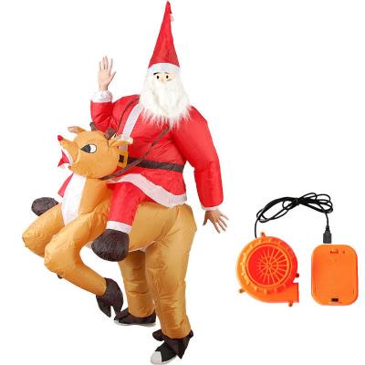 China High Quality Christmas Reindeer Cosplay Inflatable Costumes Inflatable Dress Up Ride On Santa Claus Costume For Adults for sale