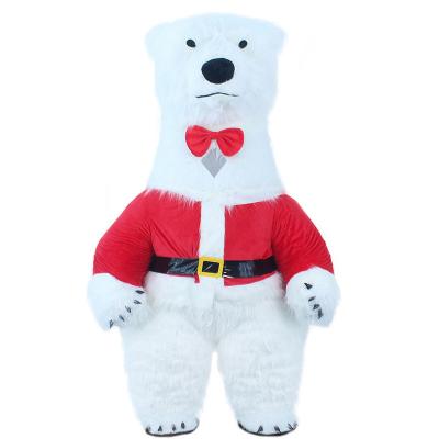 China Long Plush Polar Bear Mascot Costume Realistic Christmas Inflatable White Bear Costumes Customized Available for sale