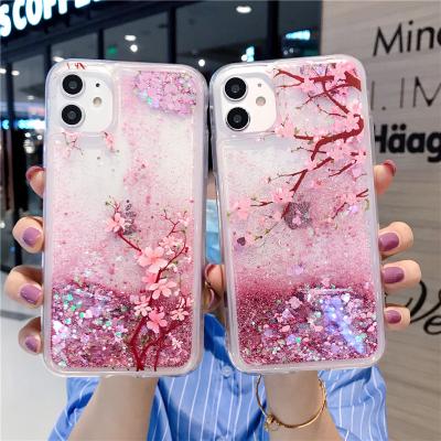 China Liquid Sand Shockproof Free Shipping Mobile Cover For iPhone 13 12 Pro Max Mini Fashion Shockproof Pink Shinny Cell Phone Case for sale