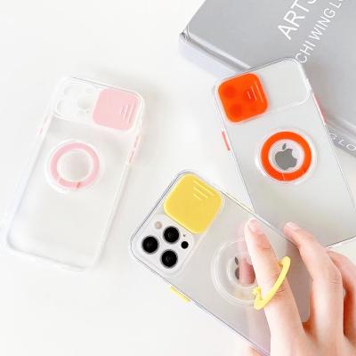 China Free Shipping Finger Ring Mobile Anti-fall Cover For iPhone 12 Pro Case Max Mini X Camera Protection Clear Cell Phone Case for sale