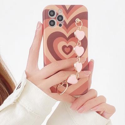 China free shipping Anti-fall love bracelet mobile cover for iPhone 12 pro Max Mini Fashion Shockproof Strap Cell phone case for sale