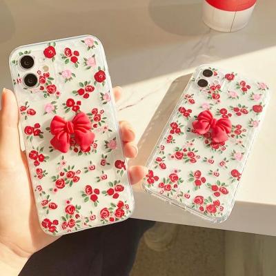 China Flower Bowknot Shockproof Free Shipping Mobile Cover For iPhone 13 12 Pro Case Max Mini Fashion Girly Soft Cell Phone Case for sale