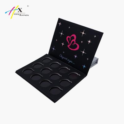 China EYE Black Color Custom Printing Empty Refillable Eyeshadow Palette With Slots For Shadow Pan for sale