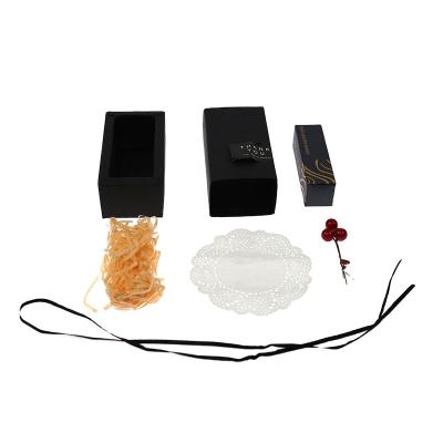 China Disposable Gift Packaging Box Eco-Friendly Black Paper Box For Single Lipstick for sale