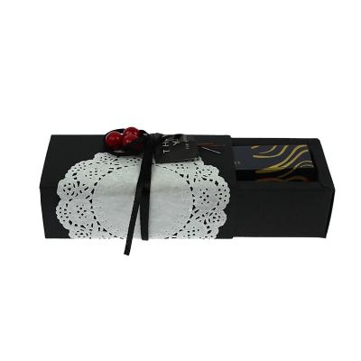 China Full Recyclable Black Paper Box With Soft Insert For Lipstick Packaging for sale