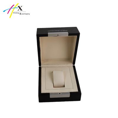 China Handmade Decoration Black Piece Metal Wooden Watch Display Box With Custom Logo for sale