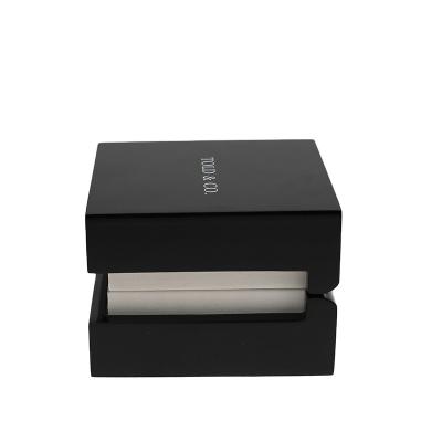 China Handmade White Simple Logo Black Box Watch Storage Box Wooden Painting Box for sale