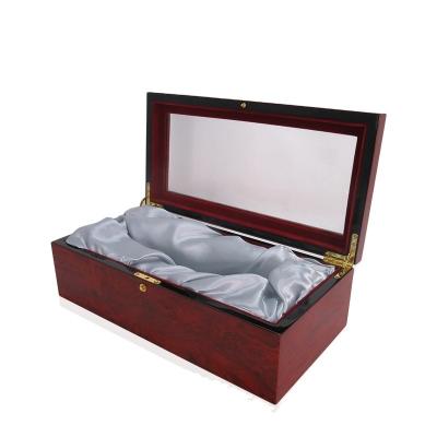 China Wholesale Factory Price Glossy Lacquer Box Wine Box Handmade Dark Black Wood for sale