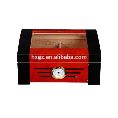 China Luxury wood cigar glass top wood humidor accept custom order for sale