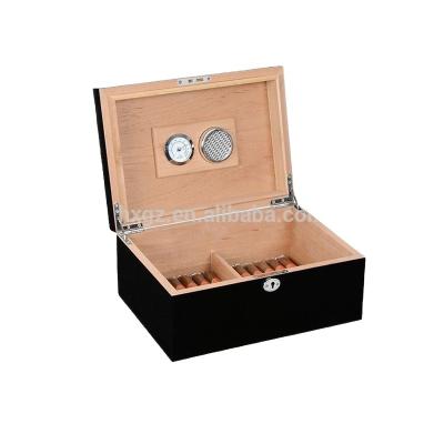 China Wholesale Handmade Grainy Paper Wooden Cigar Box Cabinet With Lock for sale