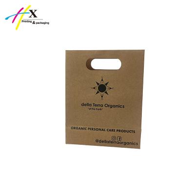 China Die Cut Recycled Materials To Handle Black Printing Brown Kraft Paper Bag for sale