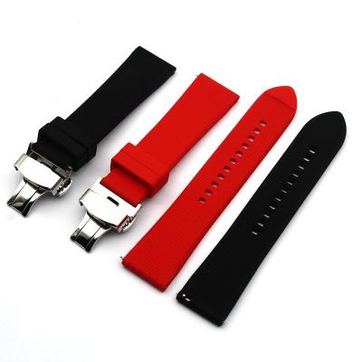 China High Quality Dive Replacement 18mm 20mm 22mm Silicone Butterfly Deployment Clasp Silicone Watchband Yunse Double Insurance Buckle Fashion Strap for sale