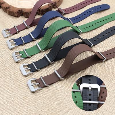 China Yunse FKM Nato Watch Band 20mm One Piece Spring Rubber Bar Premium Rubber Ring Removable Nato Strap for sale