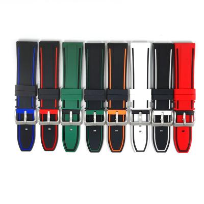 China Two Tone Waterproof Rubber Watch Strap 20mm 22mm Band Wrist Rubber Color Silicone Optional 2 Pieces for sale