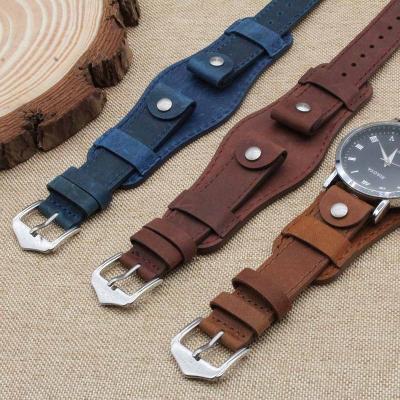 China Yunse Bund Leather Two Piece Pilot Color Handmade Vintage Leather Strap with Screw for sale