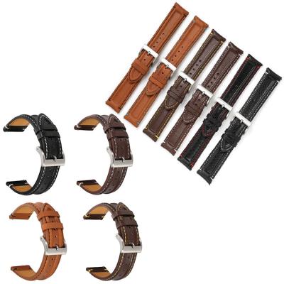 China luxury & New Vintage Style 20mm 22mm Quick Release Watch Strap Top Grain Calfskin Leather Military Watch Band For All Smart Watch for sale