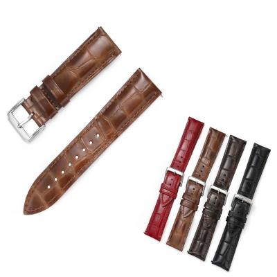 China luxury & Handmade High Quality Genuine Leather Vintage Buckle Strap Belt 19mm 21mm Watch Band Strap For Men's Watchbands for sale