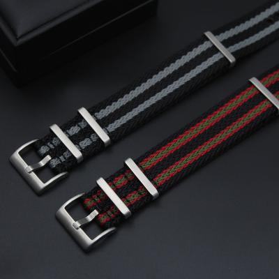 China Skin Friendly 1.6mm Hot Sale Striped W Pattern Nylon Strap Custom Nylon Seatbelt NATO Watch Strap 20 22mm for sale