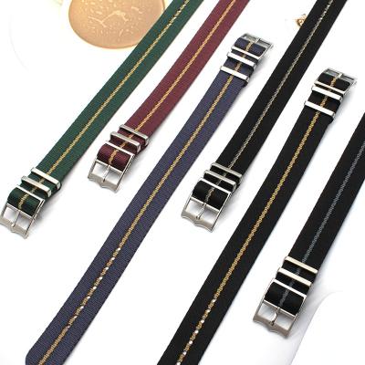 China Skin Friendly Hotsale Emboss Stripe Nato Watch Band 20mm Color Custom Single Pass 22mm Nylon Watch Strap for sale