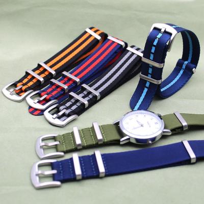 China Skin New Watch Band18/20/22 Mm 1.2mm Seat Belt Stainless Steel Buckle Change Friendly Nylon Silver Watch Band for sale