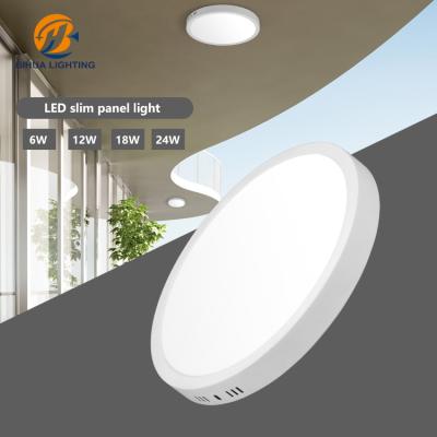 Cina Surface Mounted Indoor Office Lighting Square Round Aluminum 6w 12w 18w 24w Smd Led Silm Panel Light in vendita