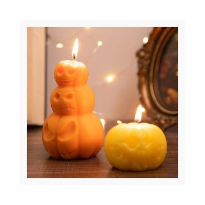 China Festival Decoration Pick Halloween Deco Gift Paraffin Wax Pumpkin Shaped Candles Fragrance Scented for sale