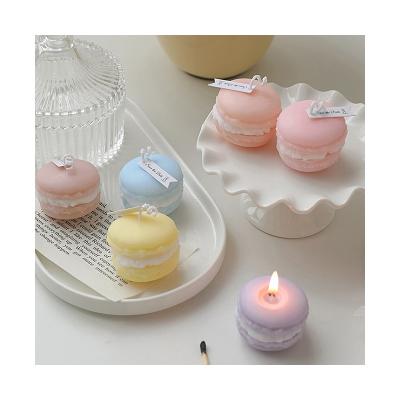 China Birthdays Simulated Desserts Food Shaped Macaroon Scented Candle For Party Decor for sale