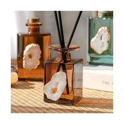 China Preserving Fresh Air Onyx Crystal Cave Reed Oil Diffuser 180ml Unique Square Bottle For Gift Hotel for sale