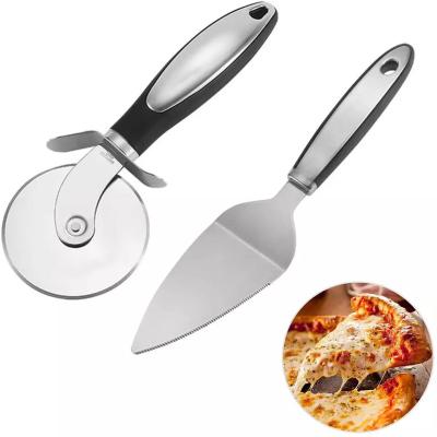 China Amazon Stored Non-slip Handle Pizza Cake Tools Pizza Shovel Skin Home Party Pizza Baking Cutter With Sharp Blade for sale