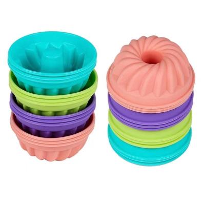 China Durable Fluted Molds Stored Silicone Baking Cake Maker Liners Tube Cupcake Mold Muffin Cake Cups for sale