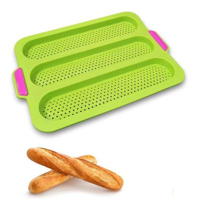 China Stored Baking Bread Tray Cup Cake Pan Non Stick Silicone Nonstick French Bread Mold Baguette Mold Wholesale for sale