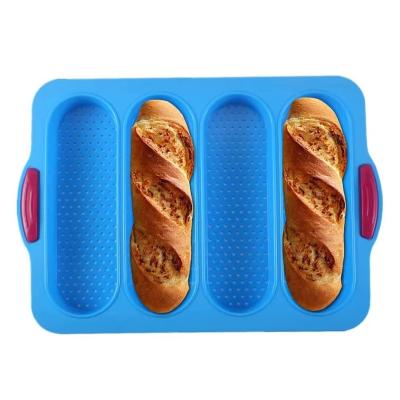 China Food Grade Silicone Bread Stocked Cake Molds Pan Bread Tray Durable Baguette Baking Pan for sale