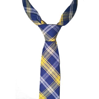 China Custom Made Geometric Stripes Plaid Print Leisure Business Wedding Wedding Men's Home Yellow White Garment/Ties For Men for sale