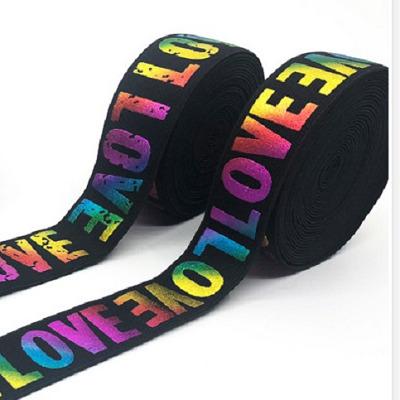 China Wholesale high quality rubber band rubber band printing elastic LOVE webbing garment accessories for clothing for sale