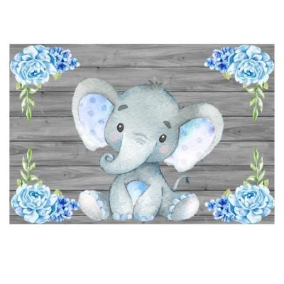 China Girl Elephant Baby Shower Background Elephant Baby Shower Photography Seamless Hot Selling Floral Backdrop for sale