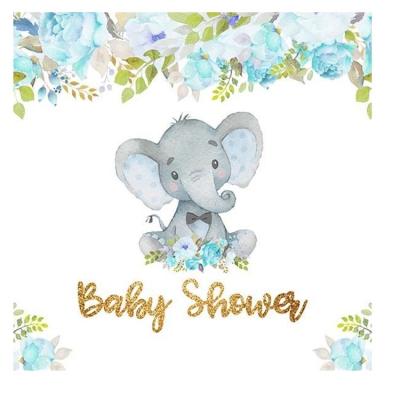 China Seamless pattern background elephant baby shower birthday party baby shower photography floral background for sale