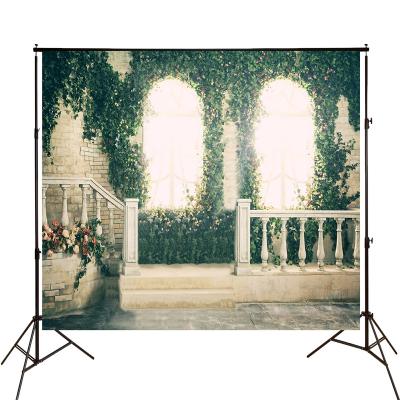 China Seamless Rose Flower Backdrops For Photo Door And Window Photography Green Plants Background Studio for sale