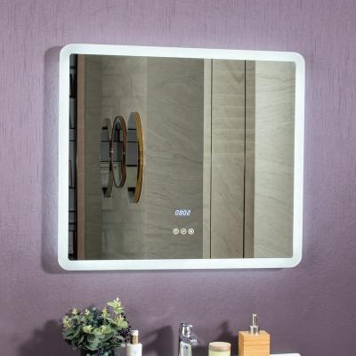 China Modern Bright Color Temperature Touch Control Rectangle LED Mirrors For Bathroom for sale