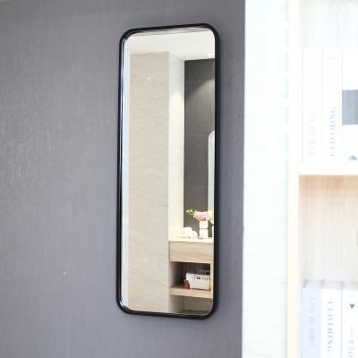 China Design High Quality Black Metal Round Corner Full Length Cloakroom Wall Mirror for sale