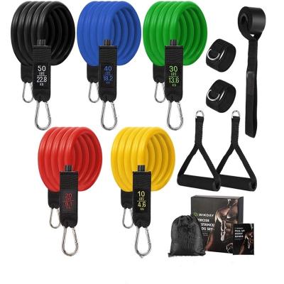 China Portable 11Pcs Set Muscle Strength Training Resistance Band Pull Rope Yoga Exercise Bands Workout Elastic Bands Home Fitness Equipment for sale